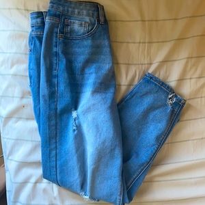 Low rise mom distressed jeans
